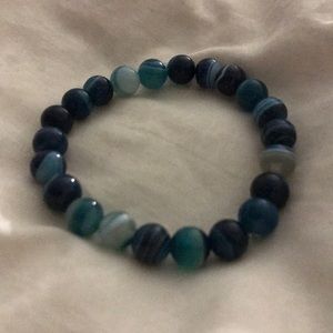 Blue Lace Agate semiprecious charm bracelet